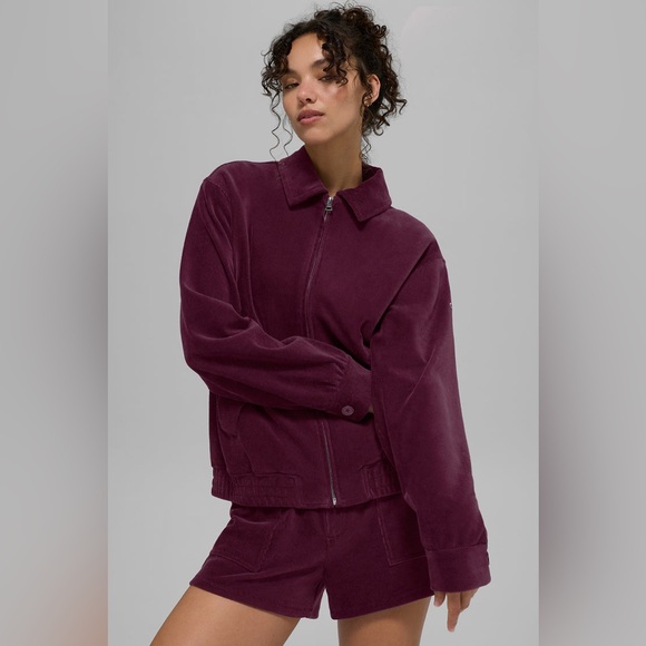 NWT Alo Yoga Micro Corduroy On Duty Jacket - Burgundy Small